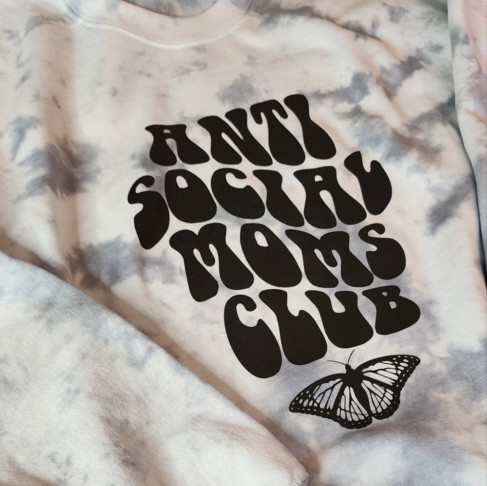 Custom hand dyed crewneck *anti social moms club*